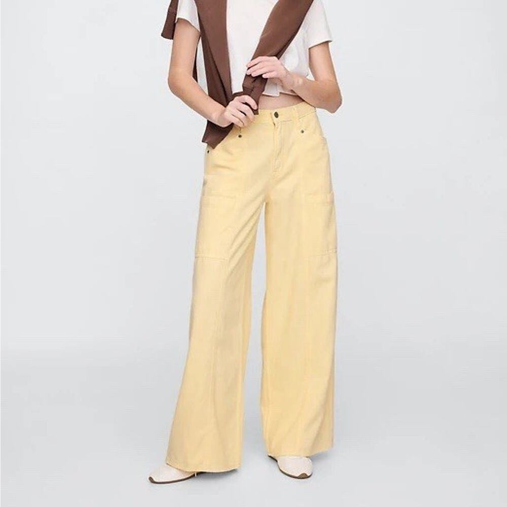 GAP Women's Yellow Baggy Mid Rise Ultra Soft Denim Jean Size 28 x 6T NWT
